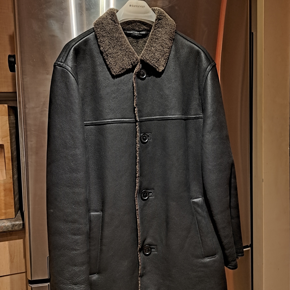 Men's Black Shearling Coat